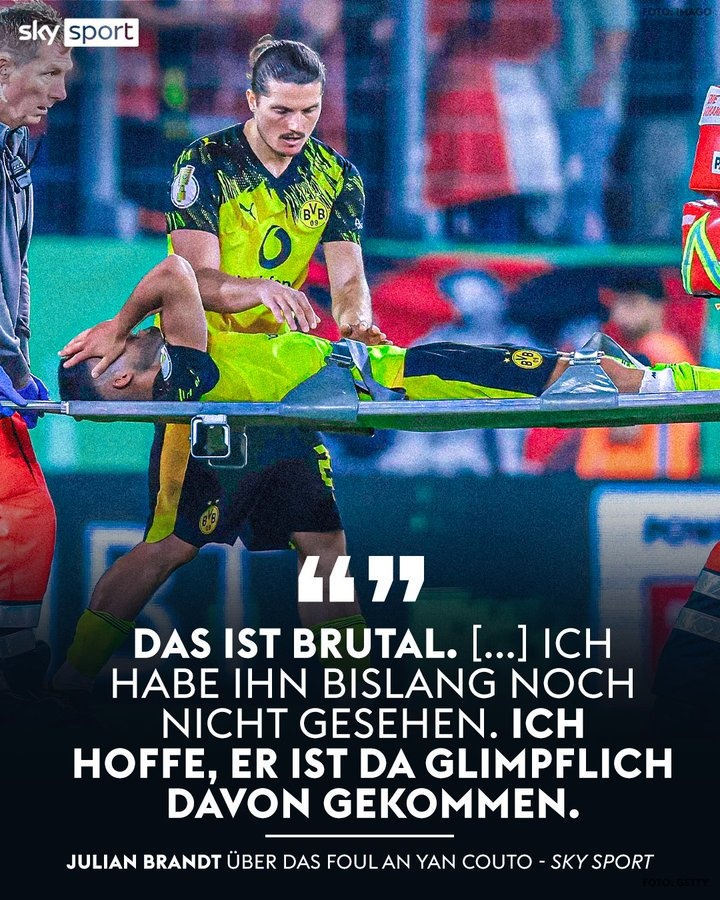 半岛体育-多特后卫扬-库托德国杯伤退 担架离场引关注